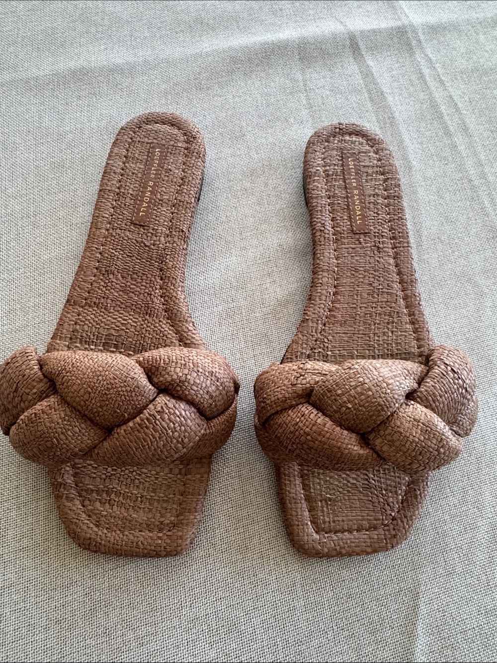 Loeffler Randall Braided Brown Slide Sandals Size 8 (run a bit small)
